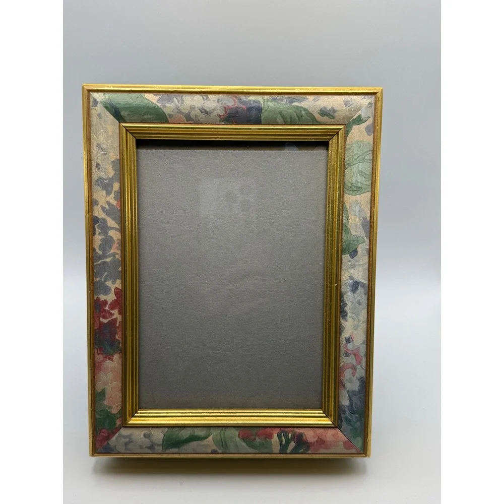 Vintage Gold Floral Photo Frame Stationery Keepsake Box Velvet Lined